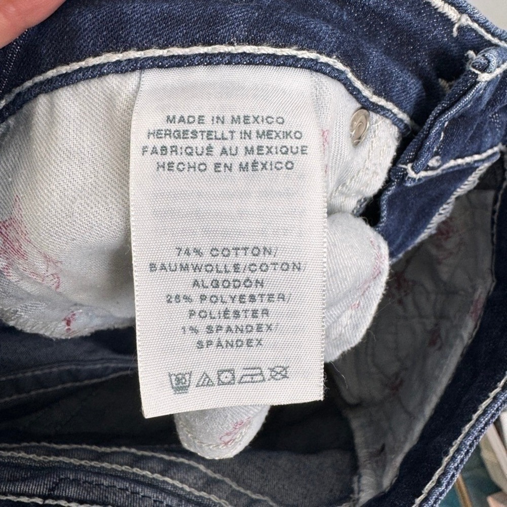 True Religion Joey Flare Y2K Lowrise Jeans Womens 27 Dark Wash Contrast Stitch - Picture 10 of 12